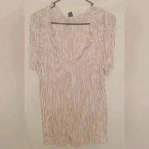 Shein Blouse, Size 2XL, Pink, White